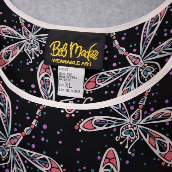 Bob Mackie | 2 Pc Dragonfly Pink Mandarin Collar Silk Blouse w/tank | Size XL - Picture 10 of 12